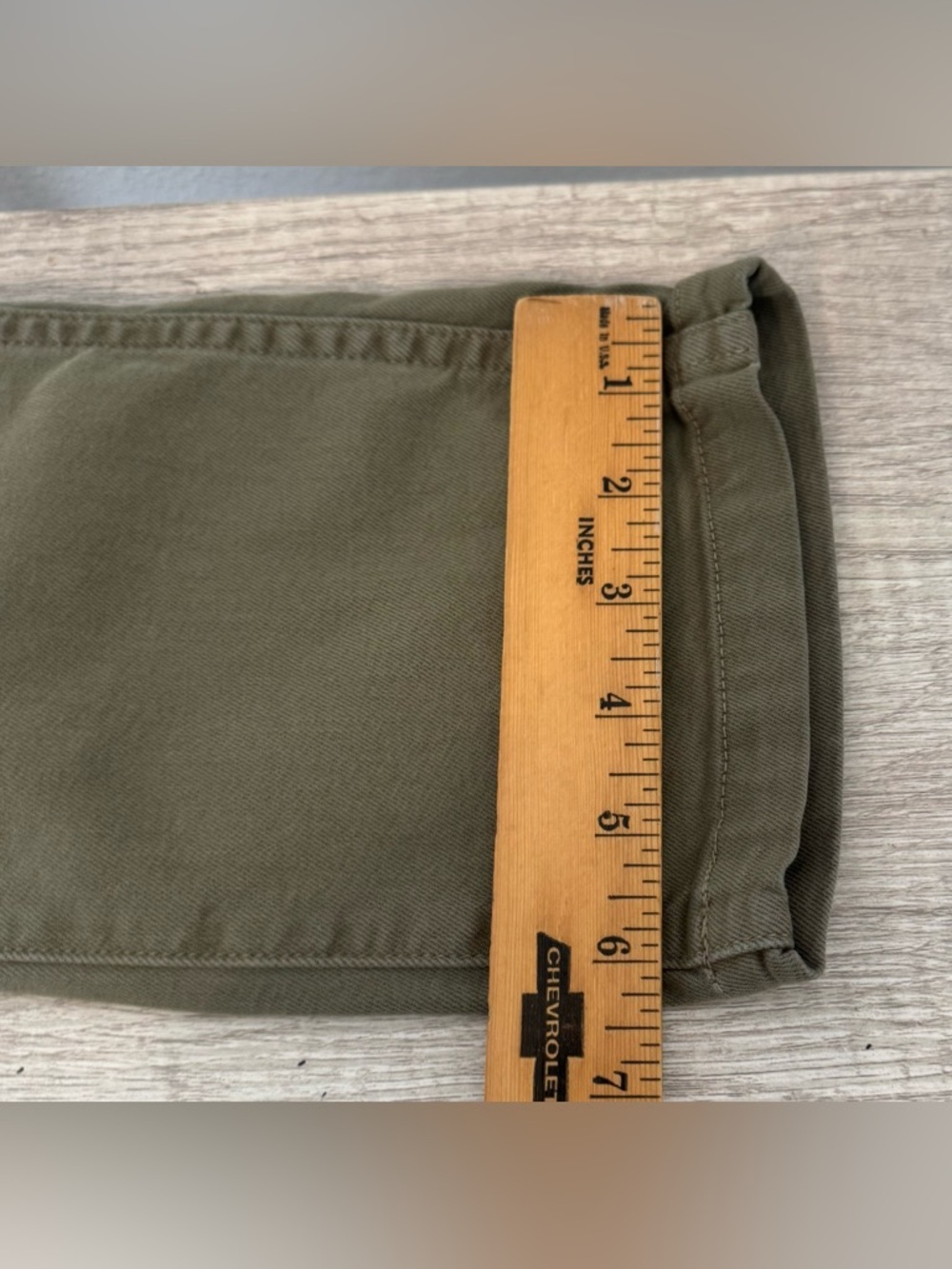 AMO Easy Trouser Cropped Pant Straight Leg Relaxed Army Green Boho Size 24 - Picture 5 of 10
